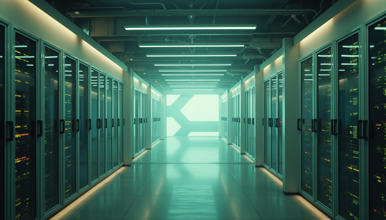 A modern data centre in a Canadian landscape.
