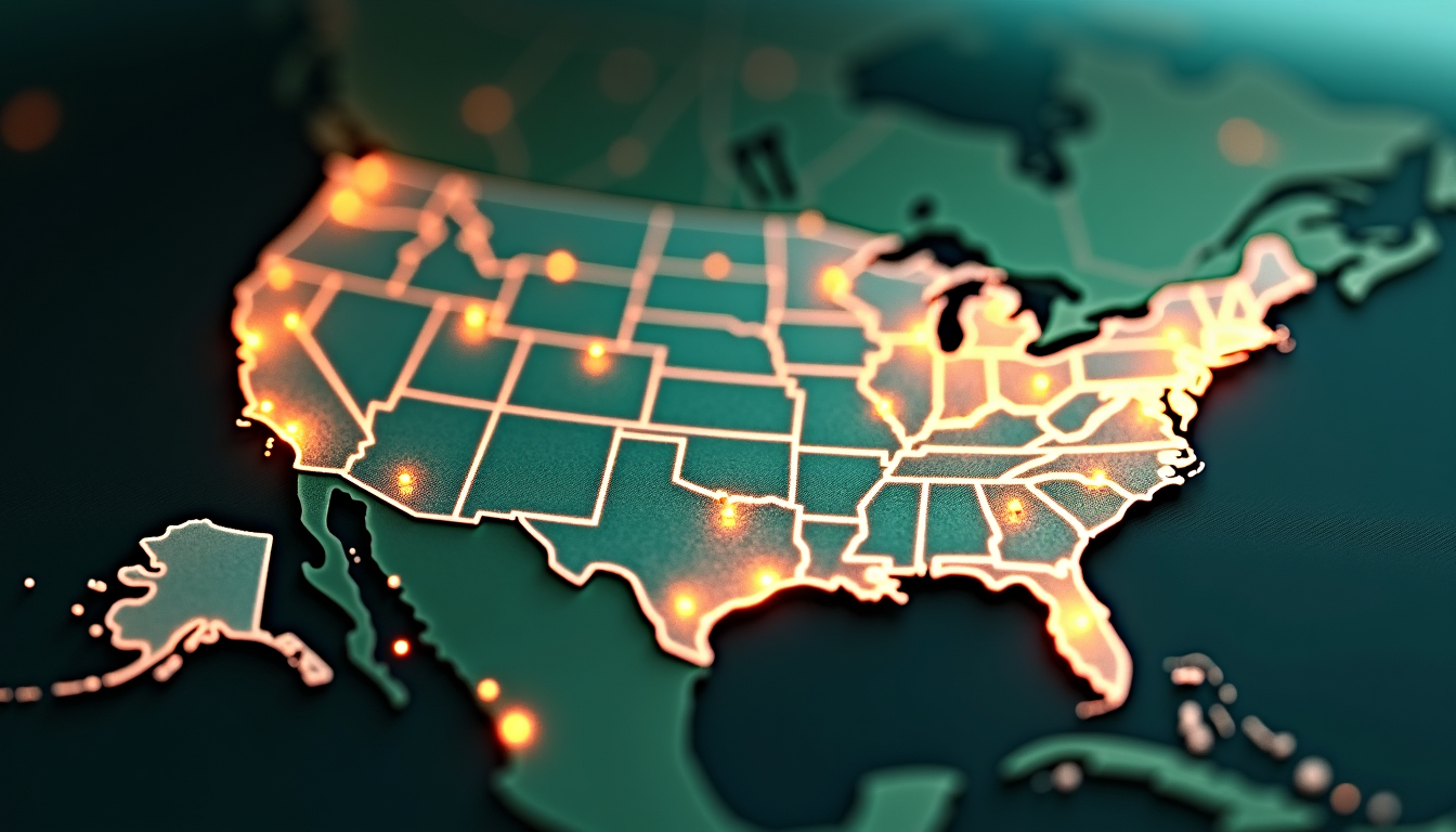 A map showing a domestic supply chain.