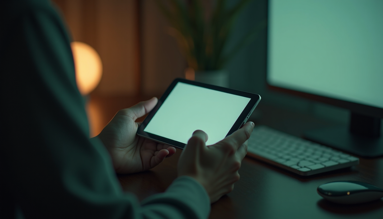 Hands holding a foldable device.
